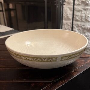 Vintage MCM Large Fransican Hacienda Green Serving Bowl earthenware Round 9.5"